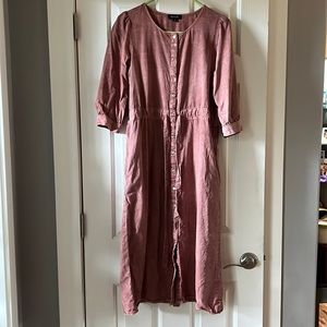 ROOLEE Terracotta Button Front Midi Dress